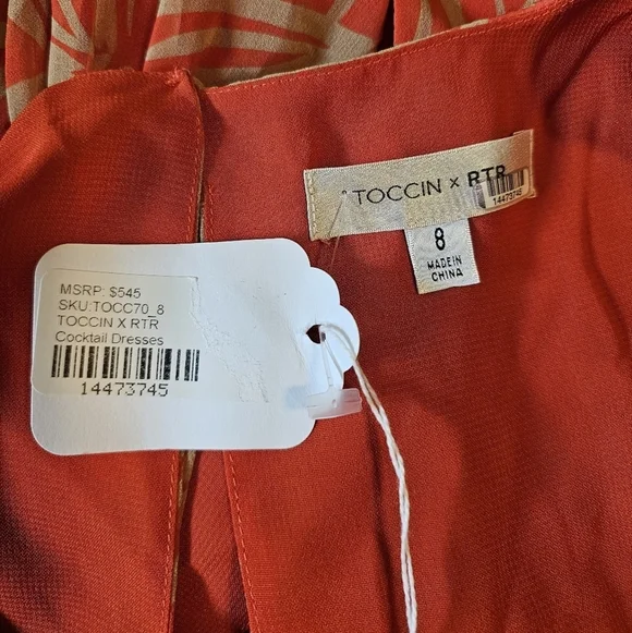 TOCCIN x RTR Women's Long-Sleeve V-Neck Printed Maxi Dress, Orange Tan Floral, 8 - Picture 17 of 17